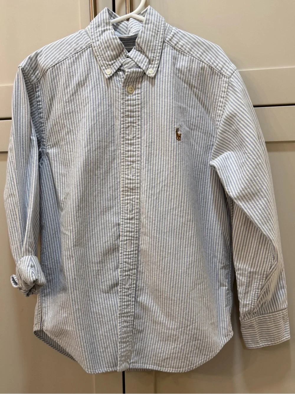 Polo by Ralph Lauren boys Blue & White Striped Button-Down Shirt- 8